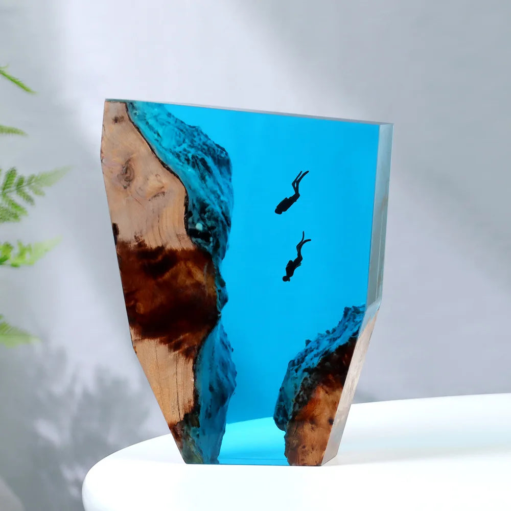 Epoxy resin ocean lamp USB powered – Woodiny