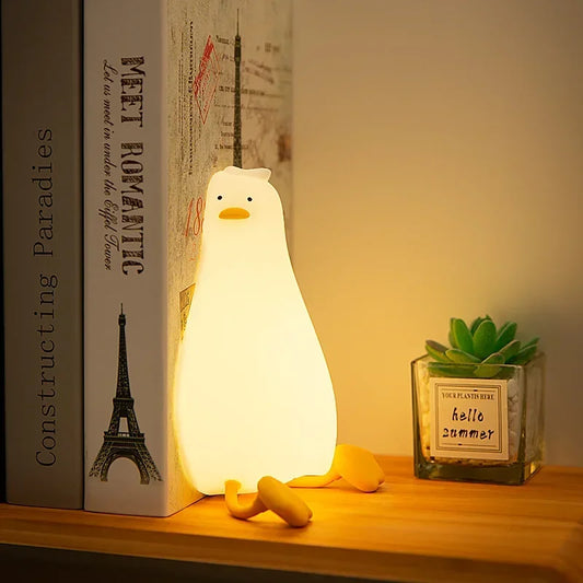Duck silicone night light glowing bedroom – Woodiny