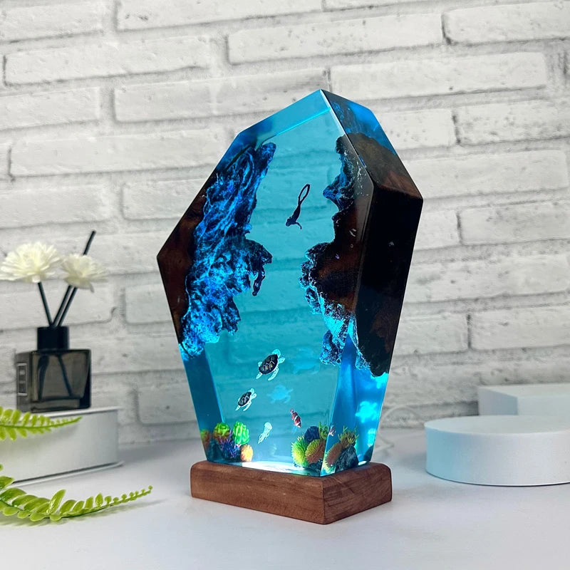 Turtle night light epoxy resin – Woodiny