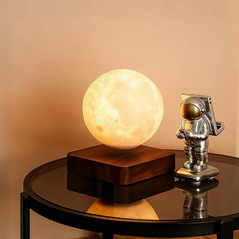 Ethereal orbit lamp walnut base – Woodiny