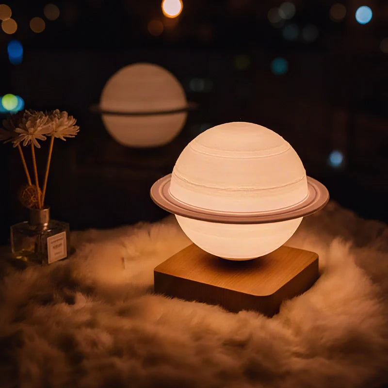 Levitating planet lamp floating Saturn – Woodiny