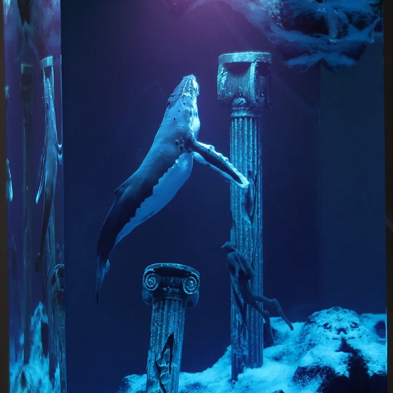 Humpback Whale Sunken City Epoxy Resin Night Light Lamp | Woodiny