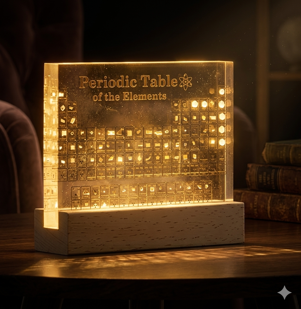 Periodic table with LED light display – Woodiny