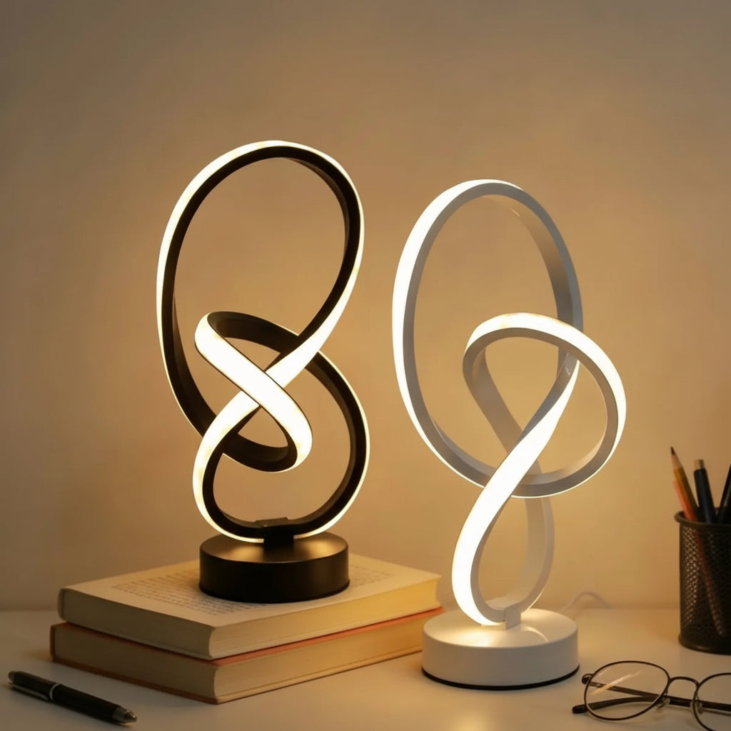 Double Helix Modern LED Sculptural Desk Lamp | Woodiny