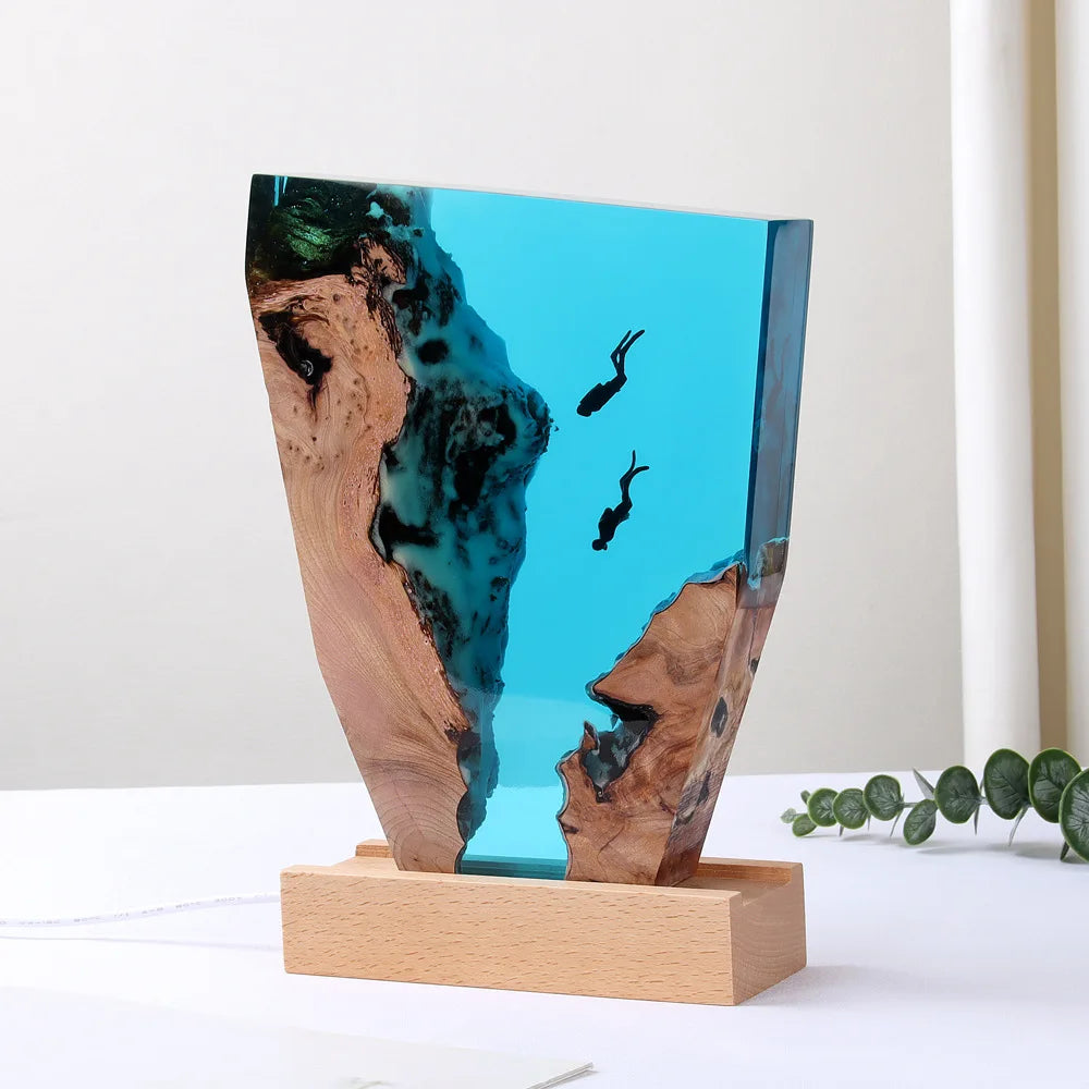 Deep Sea Epoxy Resin Night Light Lamp | Woodiny