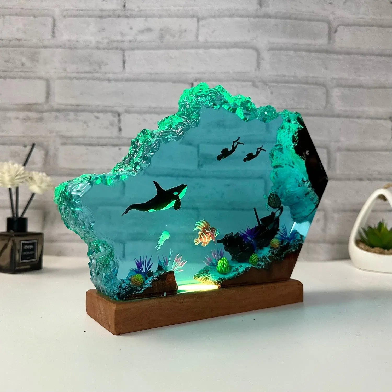 Ocean whale LED night light bedroom – Woodiny