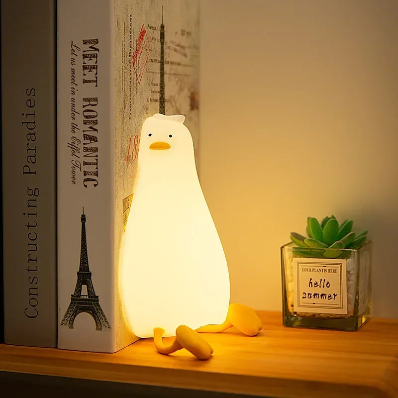 Duck silicone night light glowing bedroom – Woodiny