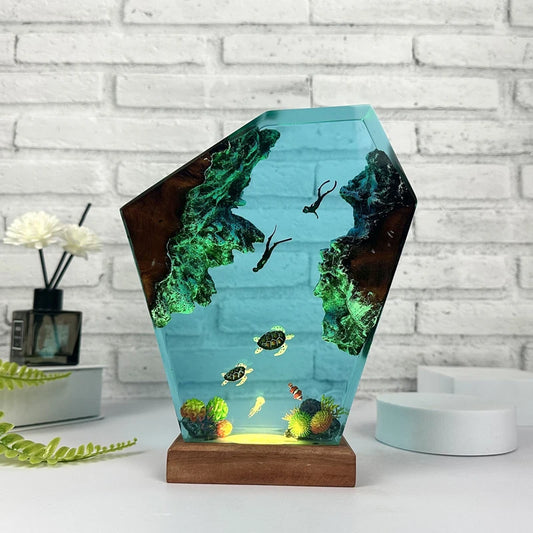 Underwater Adventure Epoxy Resin Night Light | Woodiny